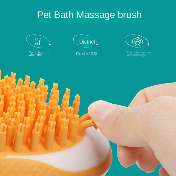 Dog Cat Bath Brush 2-in-1  Soft Silicone Pets Shower Hair Grooming Dog Comb