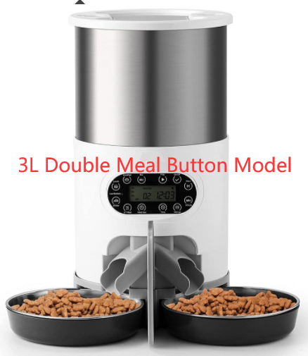 Automatic Dog and Cat 3L Stainless Steel Feeder-Button