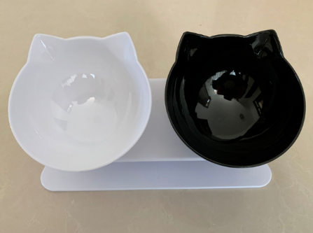 Food Cat Ear Oblique Mouth Transparent Single Pet Bowl