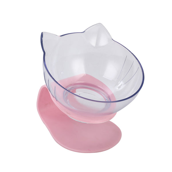 Food Cat Ear Oblique Mouth Transparent Single Pet Bowl