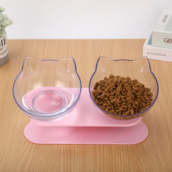 Food Cat Ear Oblique Mouth Transparent Single Pet Bowl