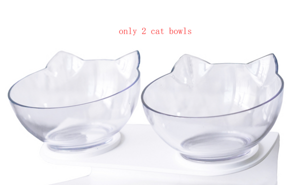 Food Cat Ear Oblique Mouth Transparent Single Pet Bowl