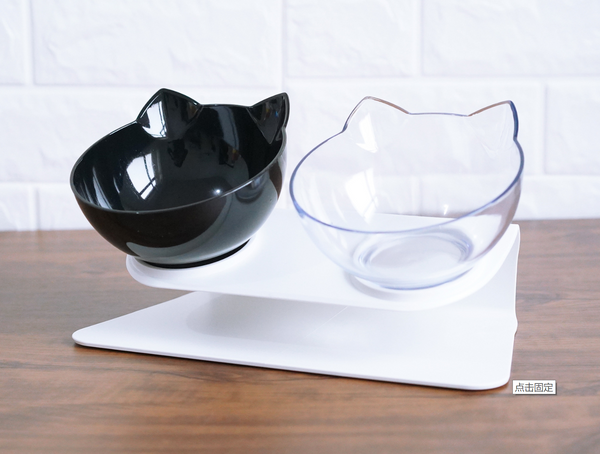 Food Cat Ear Oblique Mouth Transparent Single Pet Bowl