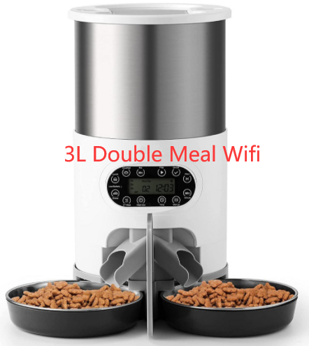 Automatic Dog and Cat 3L Stainless Steel Feeder-Button