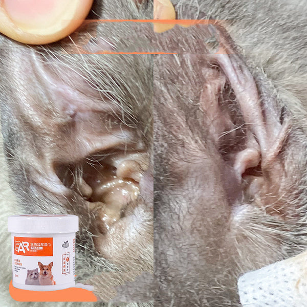 Cats and dogs remove earwax and ear oil pet wipes