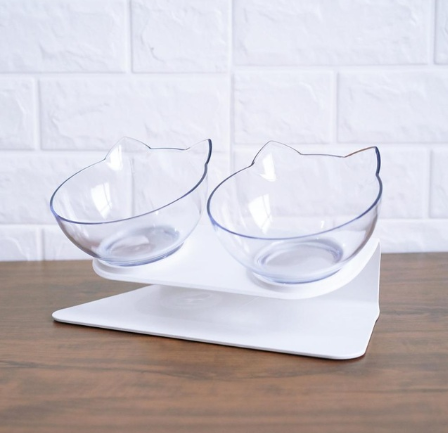 Food Cat Ear Oblique Mouth Transparent Single Pet Bowl