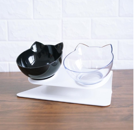 Food Cat Ear Oblique Mouth Transparent Single Pet Bowl