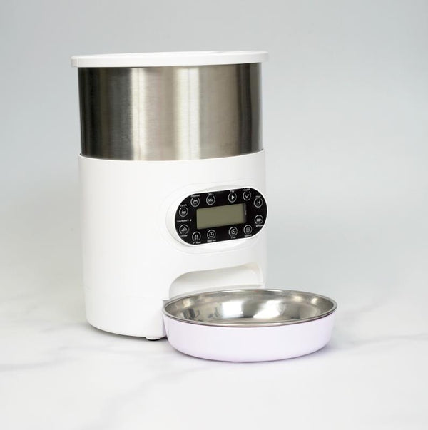 Automatic Dog and Cat 3L Stainless Steel Feeder-Button