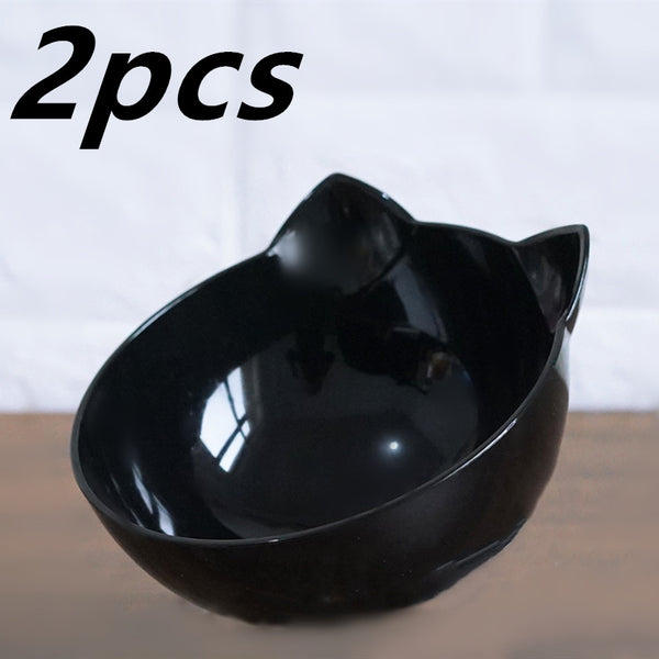 Food Cat Ear Oblique Mouth Transparent Single Pet Bowl