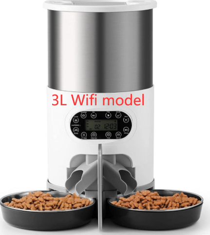 Automatic Dog and Cat 3L Stainless Steel Feeder-Button