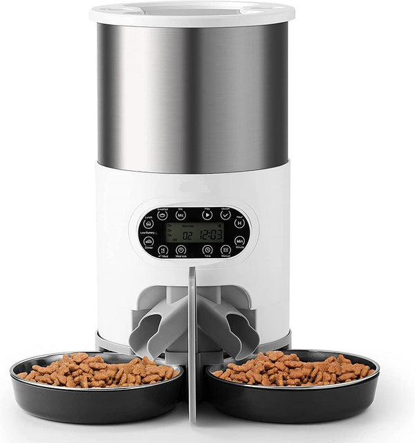 Automatic Dog and Cat 3L Stainless Steel Feeder-Button